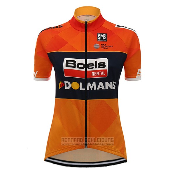 2017 Fahrradbekleidung Frau Damen Boels Dolmans Orange Trikot Kurzarm und Tragerhose